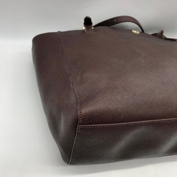 Tory Burch Dark Brown Saffiano Leather York Buckle Tote Bag - Picture 7 of 11